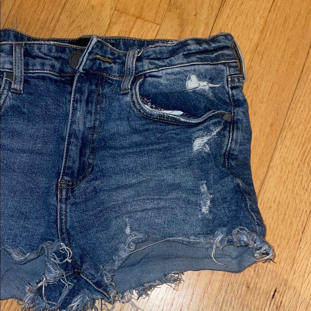 Kut from the Kloth Blue Distressed Jean Shorts - Picture 3 of 10
